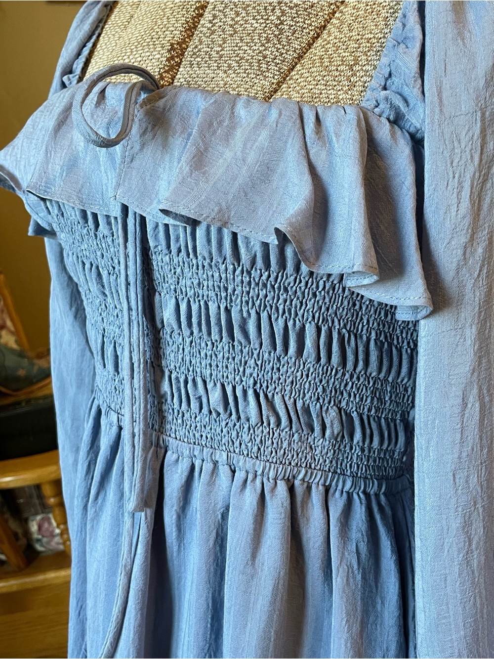 Smocked Maxi Dress with Ruffled Square Neckline - Picture 5 of 15